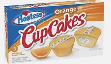 Hostess Orange Cupcakes Pack of 8 Frosted Cream Filled Snack Cakes Rare