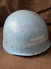 Vintage UN United Nations Peacekeeper Helmet Foreign Correspondent 1991 Evreux