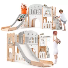 8 In 1 Toddler Slide Indoor Playground, Indoor Slide Toddler Playset for Toddler