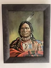 Original Troy Denton Realism Oil On Canvas Native American Indian Art Geronimo