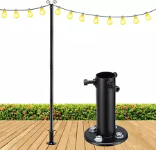 String Light Poles for Outside, 9 FT Light Poles for Outside, Heavy Duty String