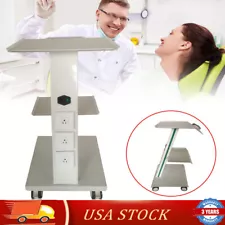 Mobile Dental Trolley Cart Built-inSocket Medical Trolley Equipment w/Foot Brake