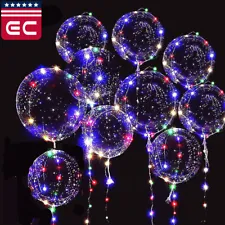 50 Pack LED Light Up BoBo Balloons 20" Party Birthday Transparent Bubble Balloon