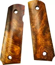 1911 Exotic Golden Amboyna Burl Gun Grips - FIts Full Size COLT, Clones, Kimber