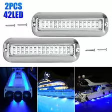 2x 42 LED Blue 316 Stainless Steel Underwater Boat Marine Transom Lights Pontoon