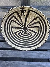 Vintage Papago Basket, Made By Raymond Peters, Man In Maze, 12”, From Estate.