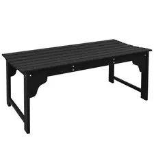 Outsunny Park Bench 45.25" x 19.75" Slatted Seat Armless Wood Outdoor Black