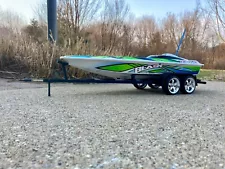 3D Printed 1/10 Scale Black RC Boat Trailer (fits Traxxas Blast)