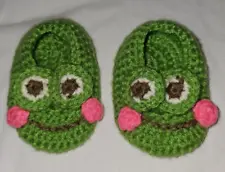 Green Frog Baby Handmade Booties/Shoes Used