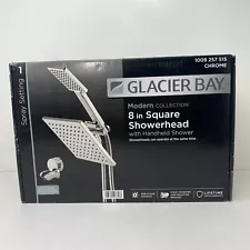 Glacier Bay Modern Collection 8in Square Shower head w/ Handheld Shower Chrome