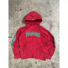 Supreme Thrasher distressed red pullover hoodie L