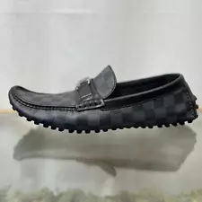 LOUIS VUITTON Mens Hockenheim Moccasin Black Canvas Loafers 10