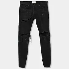 Fear of God FOG Fourth Collection Black Distressed Zipped Hem Jeans, size 29