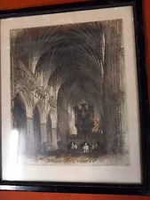 Exeter Cathedral Pen/Ink/Watercolour Drawing W H Sweet signed copy CHARITY SALE