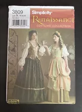 SIMPLICITY TUDOR RENAISSANCE SCA DRESS GOWN PATTERN 3809 UCFF sizes 10-12-14