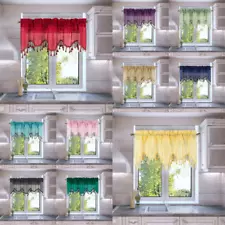 1PC WAVE WATERFALL VALANCE SWAG WINDOW CURTAIN W/TASSEL TRIM CASCADING FAUX SILK