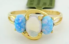 GENUINE 1.65 Cts OPAL & DIAMONDS RING 10K GOLD - Free Certificate Appraisal