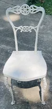 Antique Vintage Cast Iron Wood White Garden Chair Victorian Style