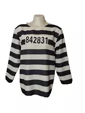 Prisoner Uniform Spirt Halloween Costume Prison Convict Jail Inmate Criminal XL