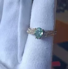 18k WG pear shaped Paraiba Tourmaline/Diamond ring