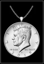 KENNEDY HALF DOLLAR Necklace - Silver US JFK President authentic coin jewelry