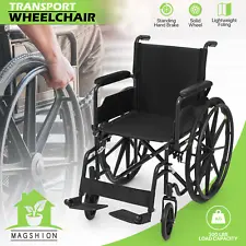 [FDA APPROVED]18"Folding Manual Wheelchair Flip Back Armrest Swing Away Footrest