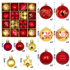 44pcs/Box Christmas Glitter Ball Ornaments Hanging Shatterproof for Xmas Tree