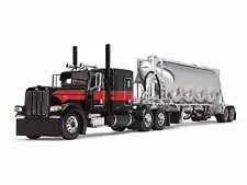 Peterbilt 389 with 63" Flat Top Sleeper and J&amp;L Pneumatic Tank Trailer Black