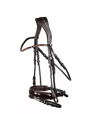 HORZE Clermont Ergonomic Padded Genuine Leather Snaffle Bridle for Horses