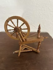 Antique Original Miniture Saxony Spinning Wheel Engraved Av Syster Emma.