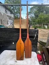 VINTAGE PAID OF WOODEN PADDLES OARS FOR BOATING