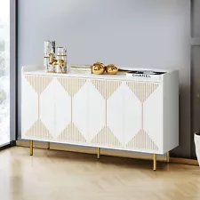 Modern Wood Coffee Bar Cabinet Sideboard Buffet White Console Table with 4 Door