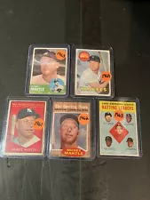 B192. Lot Of 5 Vintage Mickey Mantle Baseball Cards “poor Condition “