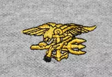 Vintage US Navy SEAL Trident NSW Embroidered SOF Insignia Polo Golf Shirt - XL