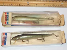 Lot of 2 Rebel Minnow Crankbait Lures Naturalized BAss in Box