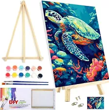 Framed and Easel Paint by Numbers Kit for Adults, Paint by Numbers Kit for Be...