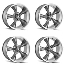 Set 4 17" Ridler 695 17x8 Grey With Machined Lip 5x4.75 Wheels 0mm Rims