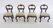 Set of 4 antique dolls house dining chairs 1:16 scale Victorian style