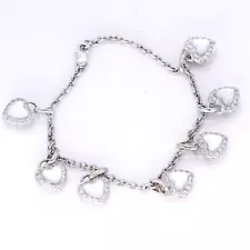 18K white gold 0.55CT diamond & Mother of Pearl heart jewelry bracelet