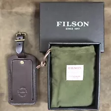 LAST ONE: Filson Bridle Leather Luggage Tag Brown Brass Made in USA Discontinued