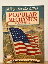 Vintage- Popular Mechanics, Magazine Edition, August 1942, WWII artwork on cover