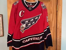 NWT ALEXANDER OVECHKIN WASH CAPS BLACK REVERSE RETRO 2.0 Hockey Jersey, SIZE: LG