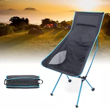 Ultralight High Back Folding Camping Chair + Pillow Outdoor Backpacking Blue