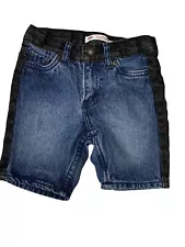 Levi's Shorts Boys 4 Toddler Blue Black Block Party 502 Regular Taper-Fit Denim