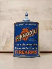 Vtg FIENDOIL Gun Oil Lead Top 2 1/4 oz Oiler Tin Can (product remaining)