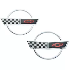 For 91-96 Corvette C4 Front Nose and Rear Gas Lid Emblem Badge Black Chrome-Pair