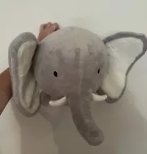 Babies R Us Gray/White Stuffed Elephant Head With Hanger for Nursery/playroom!