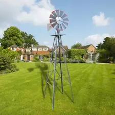 8ft Ornamental Decorative Garden Windmill Weather Wind Vane-Galvanized w/ Tips