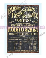 Railway Passengers Assurance Company Tickets for Sale Hartford, Conn metal tin