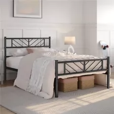 Metal Bed Frame with Arrow Design Headboard, Easy Assembly for Home Bedroom USED